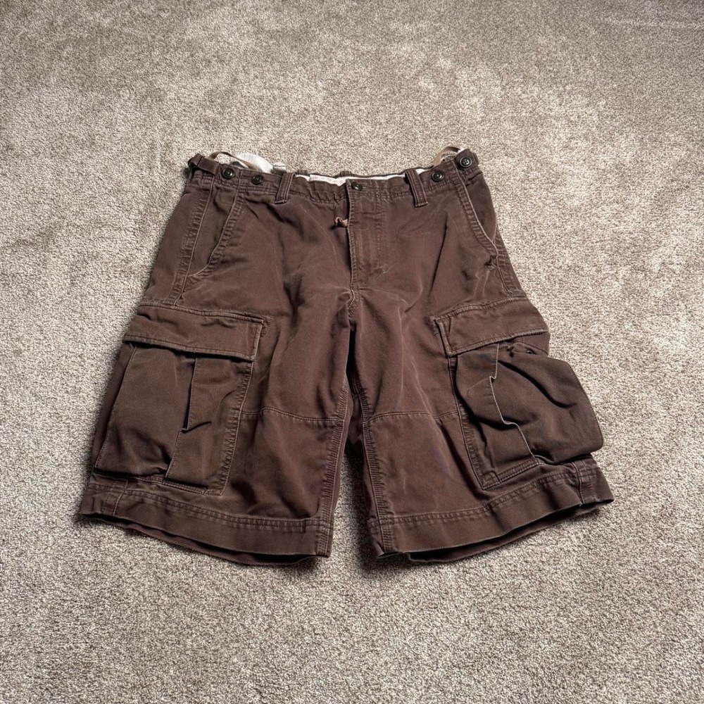 BROWN GAP HEAVYWEIGHT PINSTRIPE COTTON CARGO SHORTS